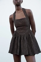TEXTURED HALTER DRESS