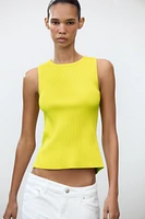 RIBBED KNIT TOP WITH LACED-UP BACK