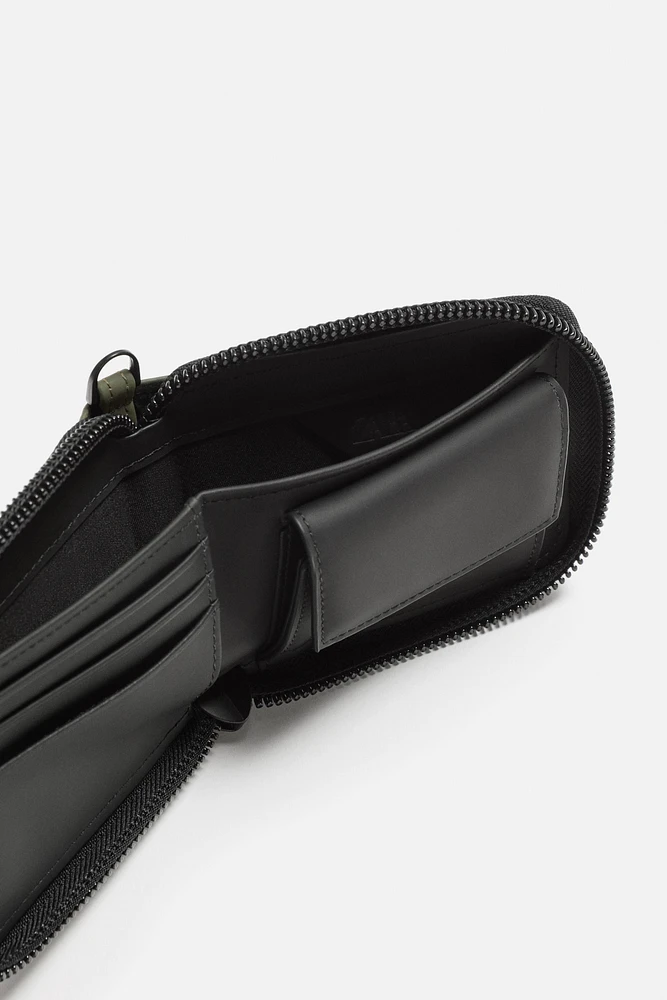 ZIPPERED RUBBERIZED WALLET