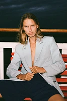 STRIPED BLAZER WITH SHOULDER PADS