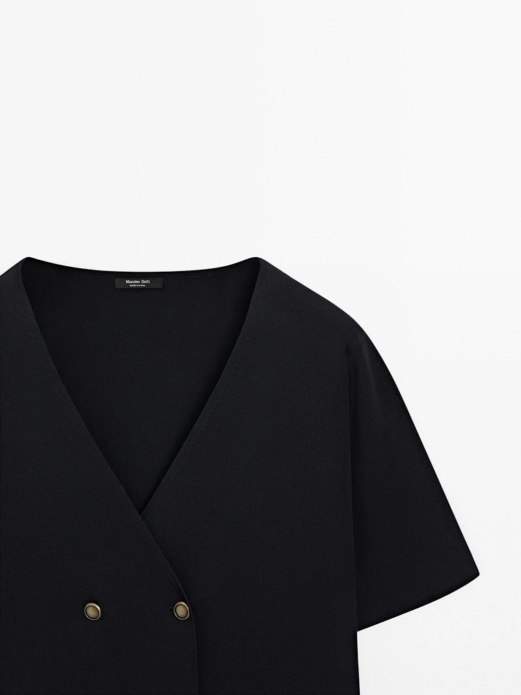 Cardigan manches courtes col en V