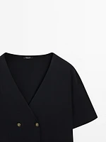 Cardigan manches courtes col en V