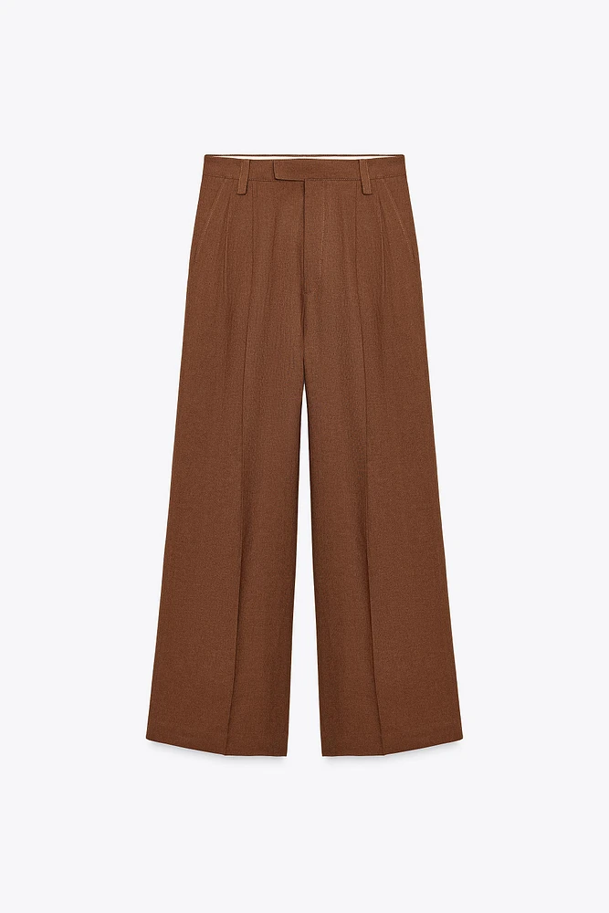 LINEN BLEND PLEATED PANTS ZW COLLECTION