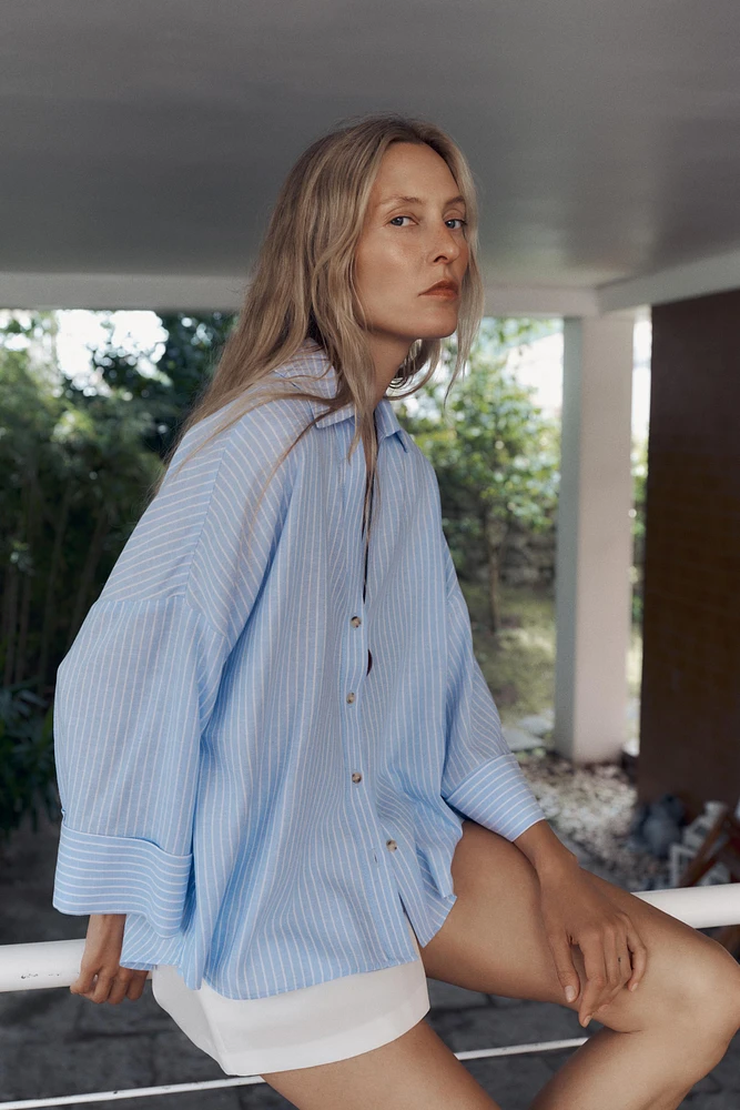 CHEMISE MANCHES LARGES AVEC LIN