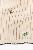 STRIPED SCARF WITH EMBROIDERED FLOWERS