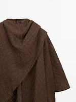 Check linen blend cape