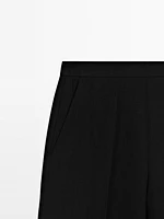 Straight fit flowing linen blend trousers