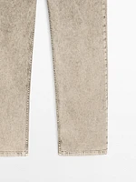 Mid-rise straight-leg cotton blend jeans