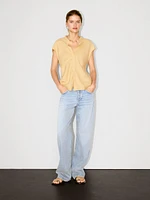 100% linen flowing blouse with open neck