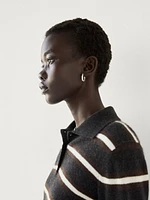 100% cashmere striped knit polo sweater