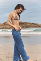 PANTALON EN MOLLETON EFFET DÉLAVÉ À INSCRIPTION