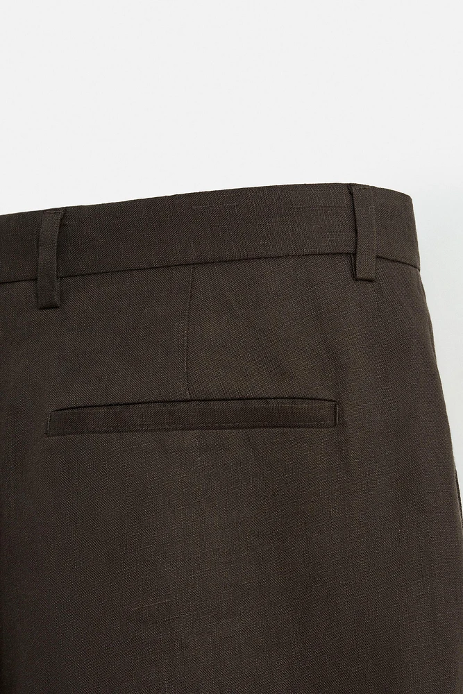 100% LINEN PLEATED PANTS