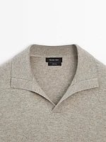 100% wool knit polo sweater