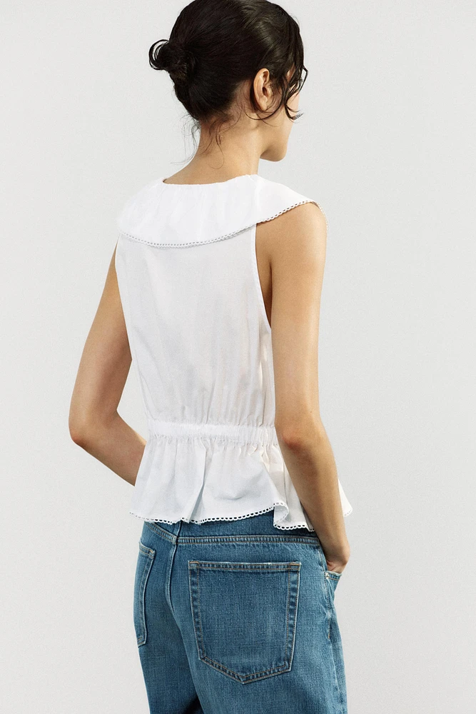 PETER PAN COLLAR POPLIN TOP