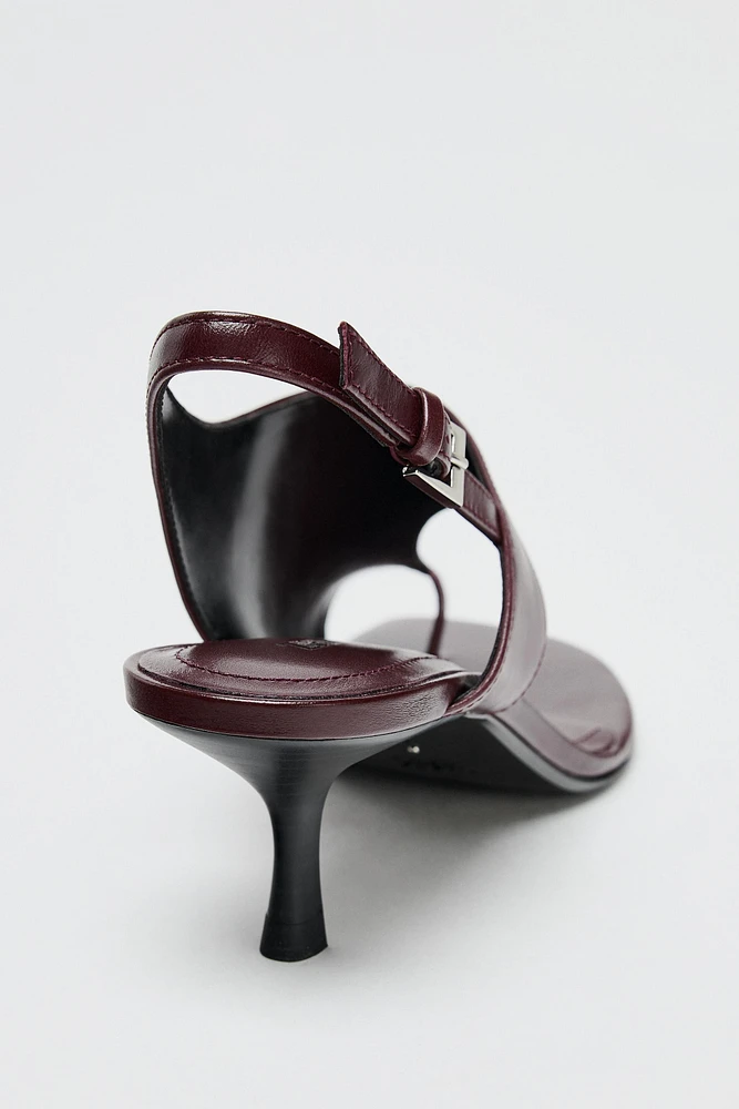 SANDALES À TALONS EN CUIR