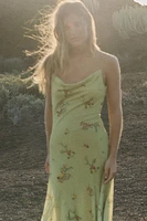 PRINTED TULLE MIDI DRESS