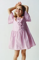 ROBE EN POPELINE AVEC LACETS ET BRODERIES