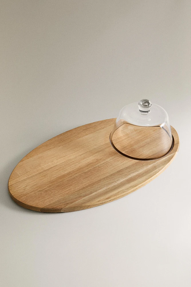 WOODEN TRAY WITH A DOME