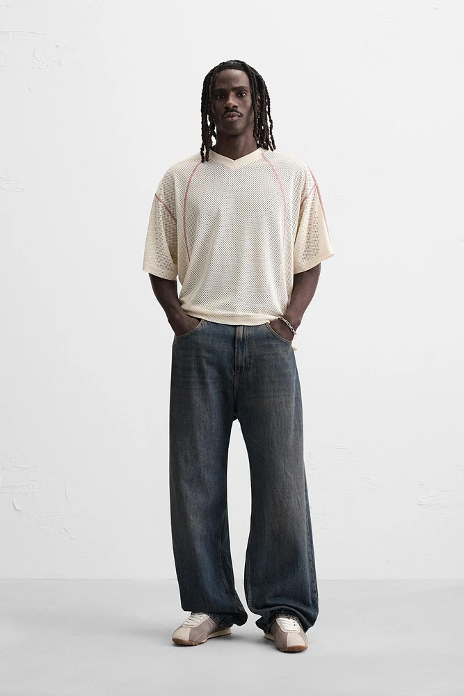T-SHIRT STRUCTURE OUVERTE CONTRASTE