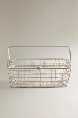 METAL STORAGE BASKET WITH HANDLES