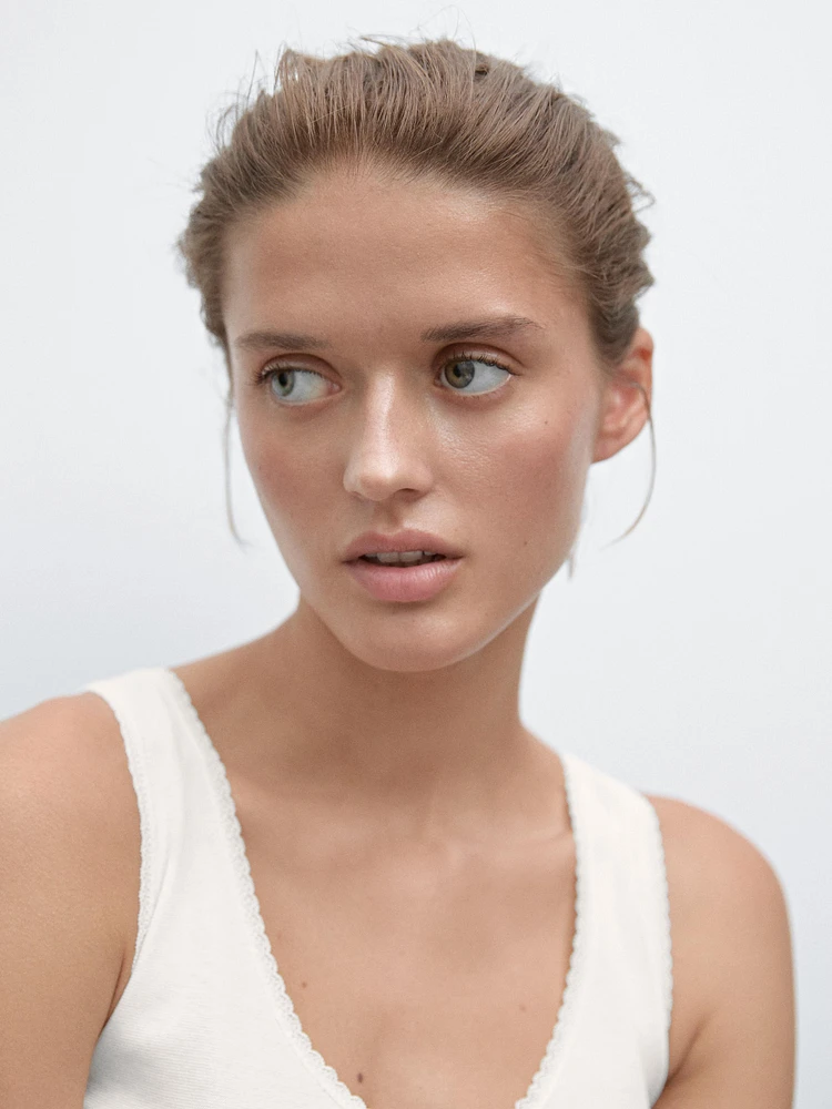 Top à dentelle en coton mélangé