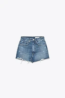 DENIM TRF RIPPED MINI SKIRT