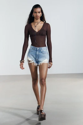 SHORT EN DENIM TRF COURBÉ TAILLE HAUTE