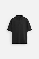 TEXTURED ZIP POLO SHIRT