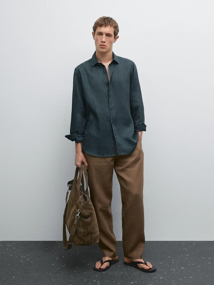 100% linen slim fit shirt
