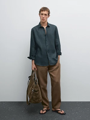 100% linen slim fit shirt