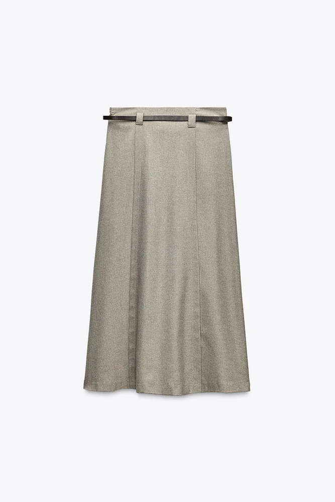 JUPE MI-LONGUE À CEINTURE