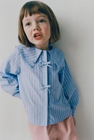 BOW TRIM STRIPED SHIRT