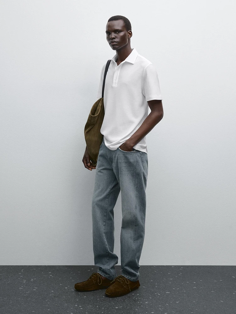 Polo manches courtes texturé