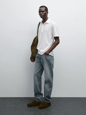 Polo manches courtes texturé