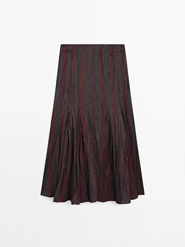 Striped flowing midi skirt