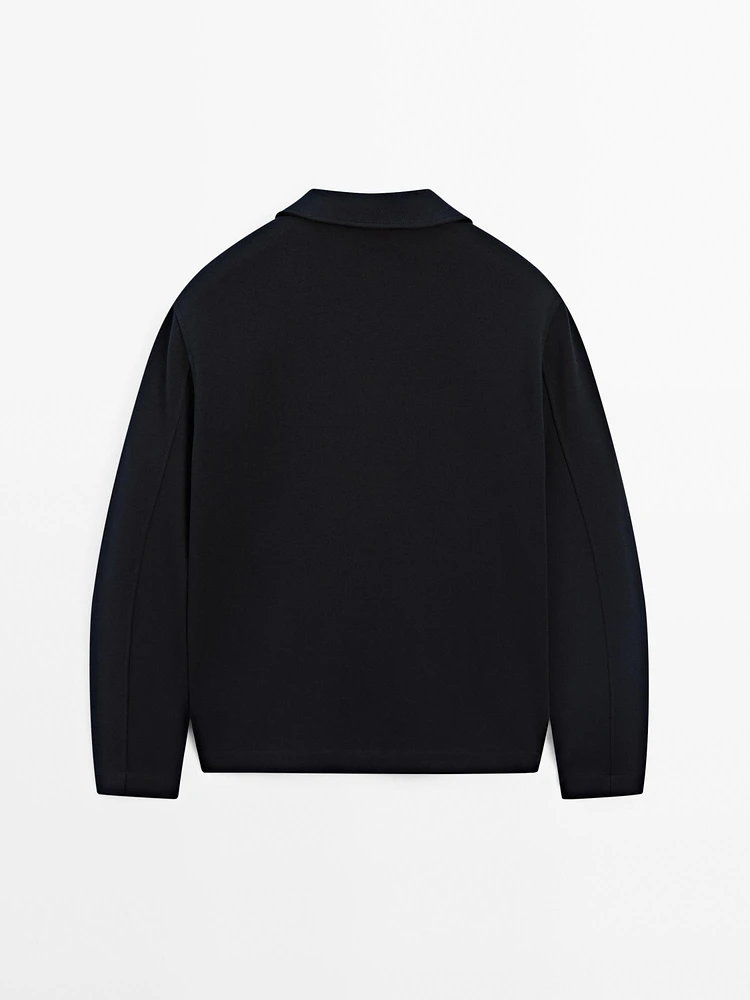 Cotton blend twill overshirt