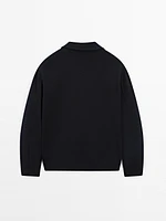 Cotton blend twill overshirt