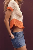 TOP EN MAILLE MANCHES COURTES