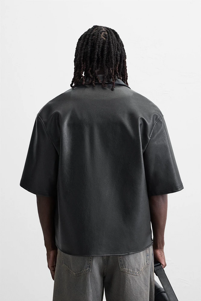 FAUX LEATHER OVERSHIRT