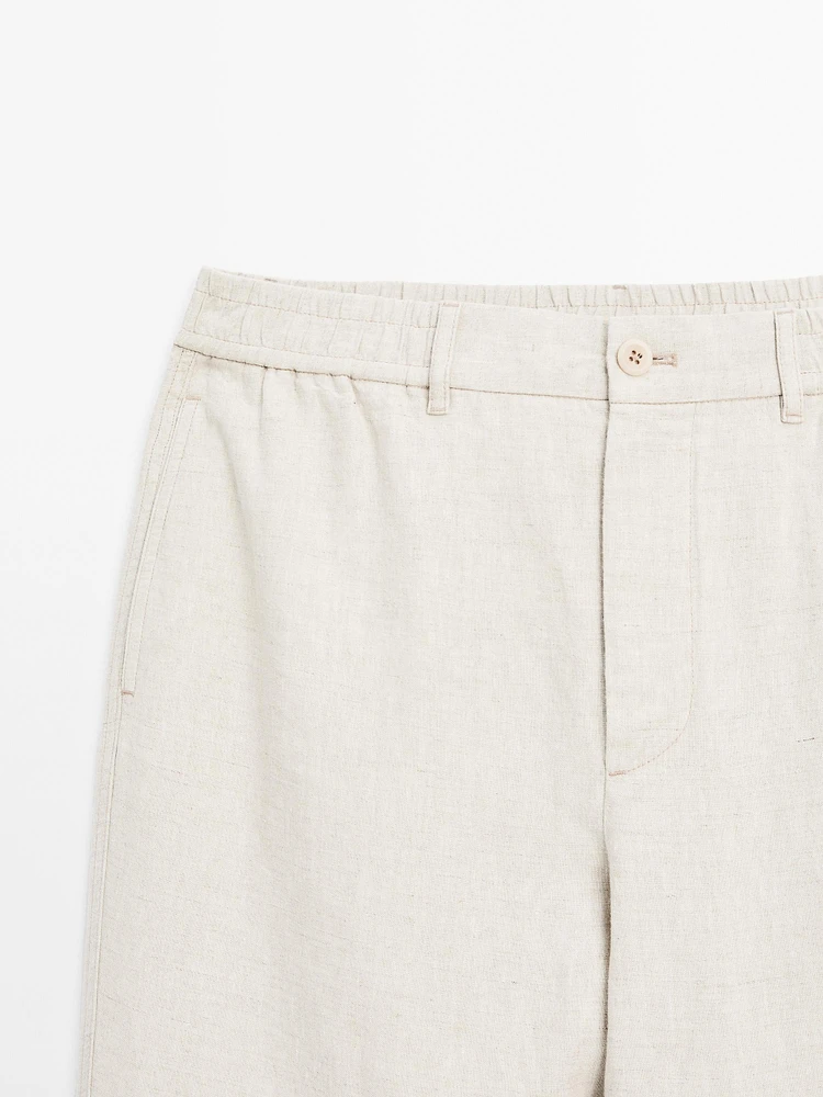 100% linen jogger fit trousers