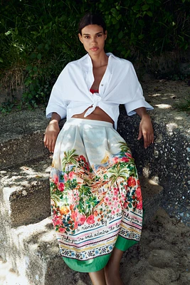 CHEMISE EN POPELINE À MANCHES AMPLES
