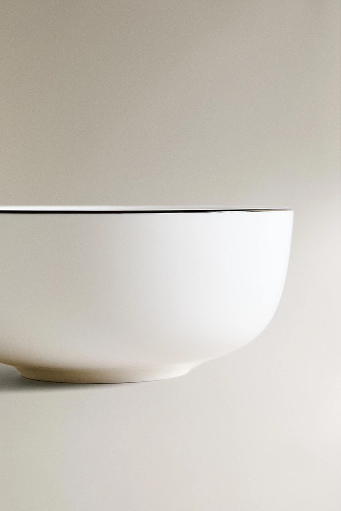BONE CHINA BOWL WITH BLACK RIM