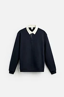 CONTRAST COLLAR POLO SWEATSHIRT