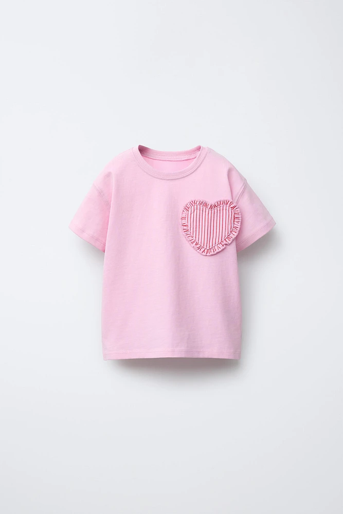 PRINTED HEART PATCH T-SHIRT