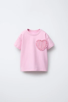 PRINTED HEART PATCH T-SHIRT