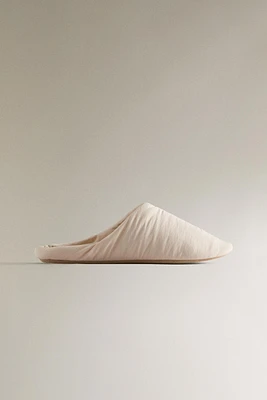 MULE SLIPPERS WITH LEATHER SOLE
