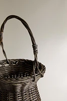 RATTAN BASKET VASE WITH HANDLE