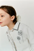 VESTE EN DENIM FLEURS BRODÉES