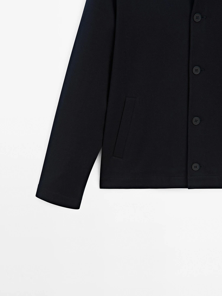 Cotton blend twill overshirt