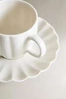 SCALLOPED PORCELAIN MUG AND SAUCER